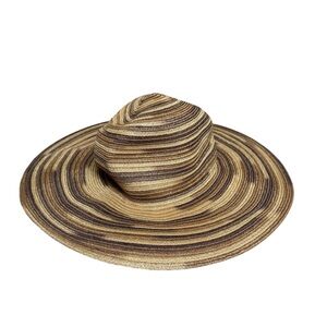 Eugenia KimStriped Brown and Tan Wide Brim Hat